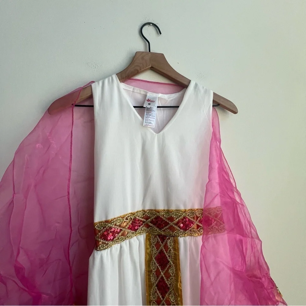 Cleopatra Costume Girls Large (10-12Y) Pink Gold Egyptian Queen Greek Goddess